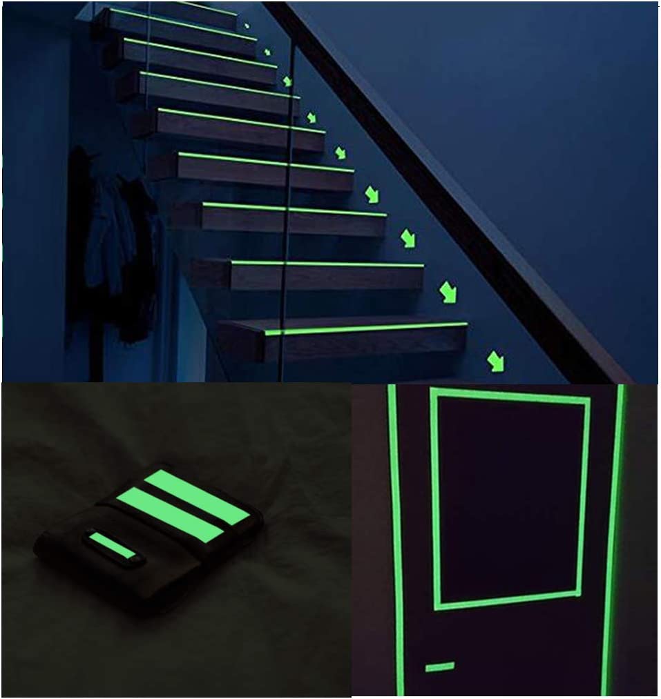 Brilla en la oscura cinta fotoluminiscente de fotoluminiscente Marcadores de salida de seguridad luminiscentes escaleras, paredes, escalones, señal de salida.