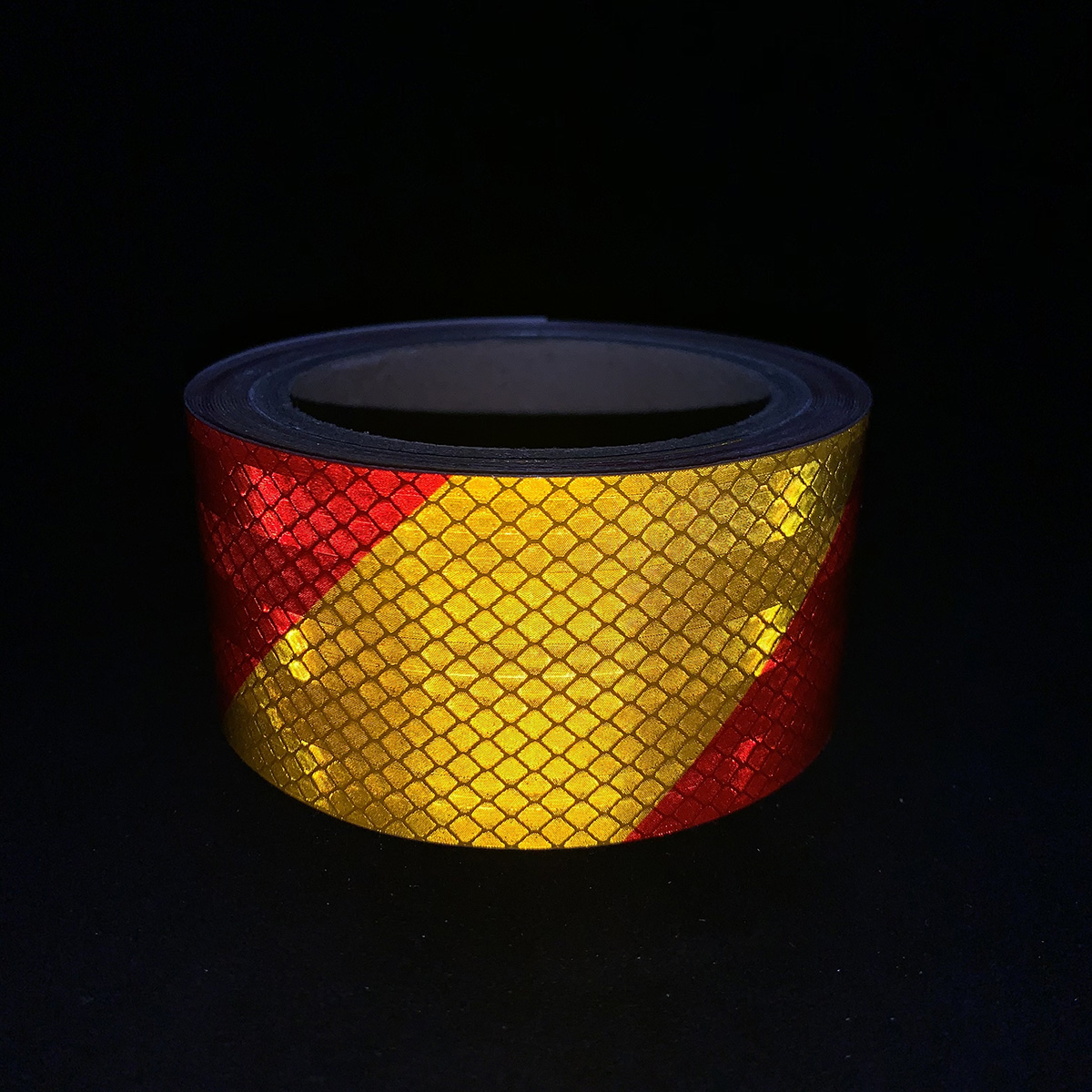 Cinta reflectante de sarga microprismática Golden+Red de 5 cm x 5 m para el tráfico