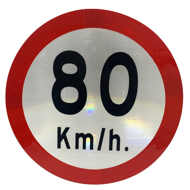 Placa de señal de tráfico de aluminio reflectante de 60cm "80KM / H "
