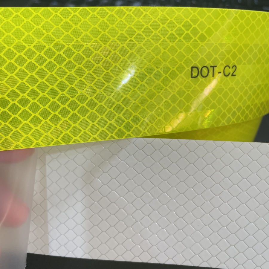 Cinta de advertencia de conspicuidad reflectante de camión amarillo fluorescente de alta calidad