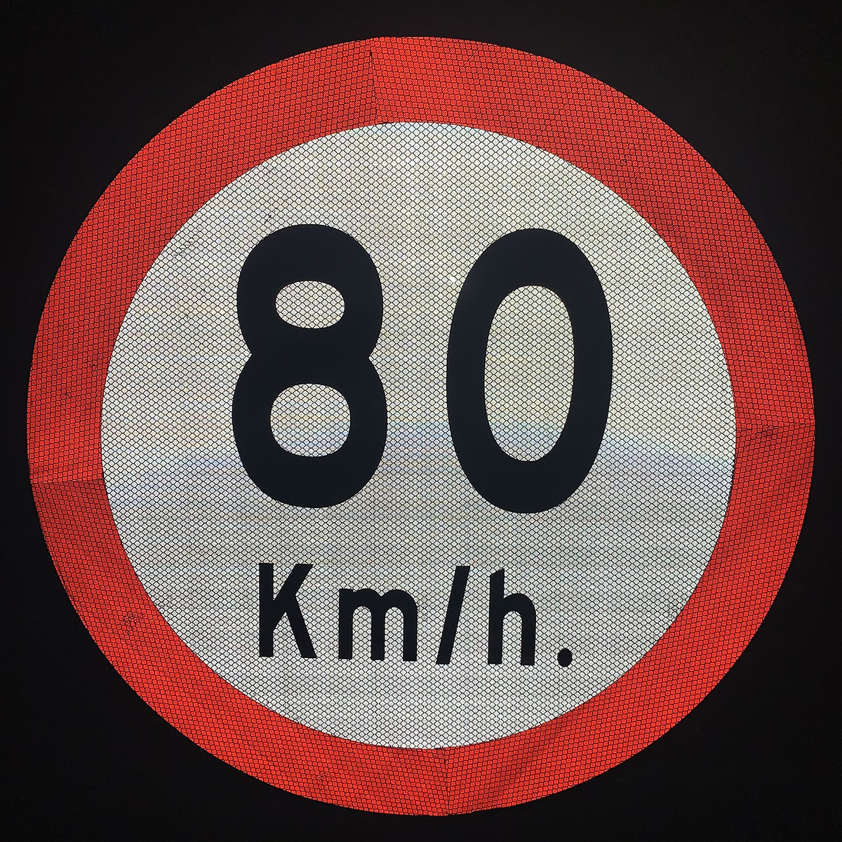 Placa de señal de tráfico de aluminio reflectante de 60cm "80KM / H "