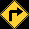 Placa de señal de tráfico reflectante de giro a la derecha cuadrada para automóvil