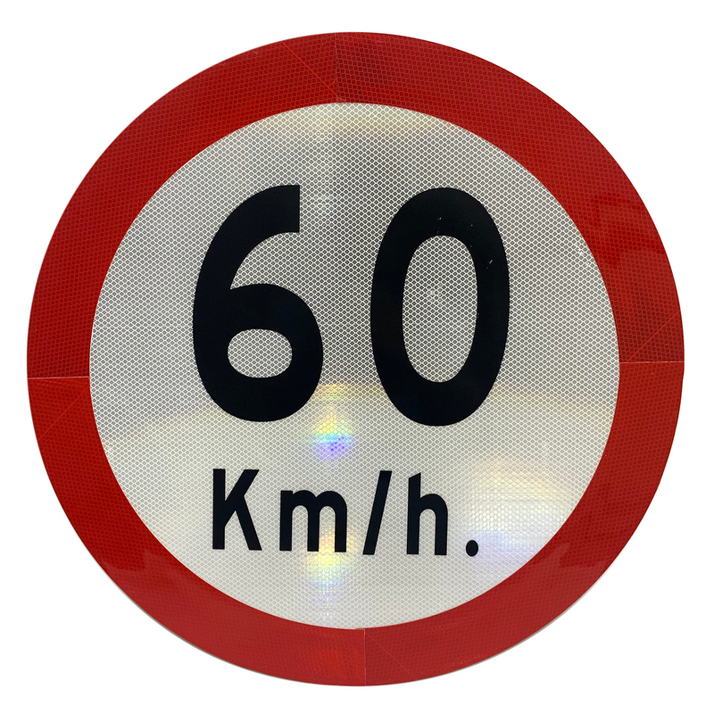 Placa de señal de tráfico de aluminio reflectante de 60cm "60KM / H "